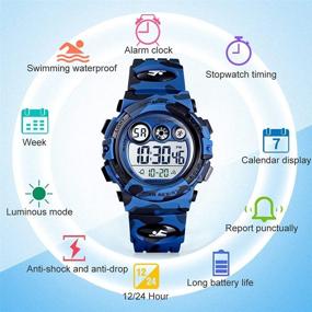 img 1 attached to Stylish and Durable GOLDEN HOUR Kids Digital Sport Watch - Waterproof, Alarm, Stopwatch - Ideal for Outdoor Activities - Ages 5-15+