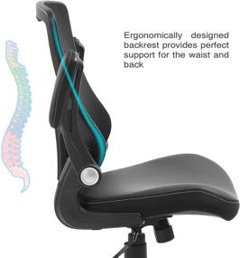 img 2 attached to Black Ergonomic Swivel Mesh Office Chair with Flip-up Arms, Adjustable Lumbar Support - Ideal for Computer Desk Work