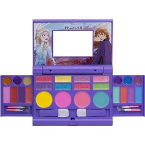img 4 attached to Disney Frozen 2 - Townley Girl Cosmetic Compact Set with Mirror: 22 Lip Glosses, 4 Body Shines, 6 Brushes - Colorful & Portable Makeup Beauty Kit Box Set for Girls, Kids, and Toddlers - Washable & Foldable