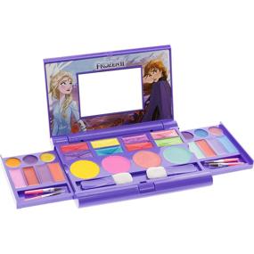 img 3 attached to Disney Frozen 2 - Townley Girl Cosmetic Compact Set with Mirror: 22 Lip Glosses, 4 Body Shines, 6 Brushes - Colorful & Portable Makeup Beauty Kit Box Set for Girls, Kids, and Toddlers - Washable & Foldable