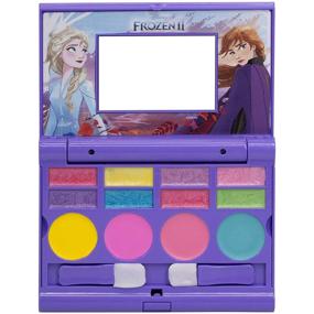 img 1 attached to Disney Frozen 2 - Townley Girl Cosmetic Compact Set with Mirror: 22 Lip Glosses, 4 Body Shines, 6 Brushes - Colorful & Portable Makeup Beauty Kit Box Set for Girls, Kids, and Toddlers - Washable & Foldable
