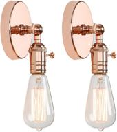 permo set of 2 minimalist single socket wall sconce lighting with on/off switch (copper) логотип