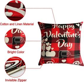 img 3 attached to 💌 Tifeson Valentine's Day Pillow Covers - Set of 4 Gnome Buffalo Plaid 18x18 inch Throw Pillow Cases - Linen Cushion Covers for Valentines Day Decor