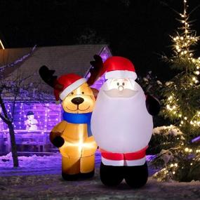 img 3 attached to 5FT Santa Claus Xmas Blow Up Yard Decoration with Reindeer & 3 Led Lights - Outdoor Inflatable Santa, Indoor Holiday Front Door Garden Lawn Decor