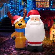 5ft santa claus xmas blow up yard decoration with reindeer & 3 led lights - outdoor inflatable santa, indoor holiday front door garden lawn decor logo