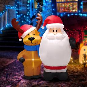 img 4 attached to 5FT Santa Claus Xmas Blow Up Yard Decoration with Reindeer & 3 Led Lights - Outdoor Inflatable Santa, Indoor Holiday Front Door Garden Lawn Decor