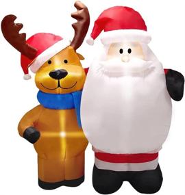 img 1 attached to 5FT Santa Claus Xmas Blow Up Yard Decoration with Reindeer & 3 Led Lights - Outdoor Inflatable Santa, Indoor Holiday Front Door Garden Lawn Decor