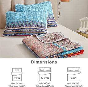 img 2 attached to 🛏️ FlySheep 3-Piece Boho Colorful Queen Quilt Set: Bohemian Blue n Red Striped Lightweight Bedspread/Coverlet, All Season Comfort - 92x90 inches