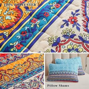 img 3 attached to 🛏️ FlySheep 3-Piece Boho Colorful Queen Quilt Set: Bohemian Blue n Red Striped Lightweight Bedspread/Coverlet, All Season Comfort - 92x90 inches