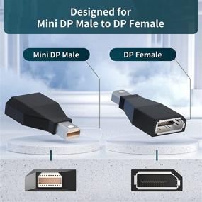 img 1 attached to 🔌🏆 Преобразователь адаптеров Mini DisplayPort в DisplayPort премиумной серии 2 шт.: Видео кабель продления 4KX2K@60Hz, Mini DP мужской разъем на DP женский преобразователь.