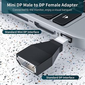 img 3 attached to 🔌🏆 Преобразователь адаптеров Mini DisplayPort в DisplayPort премиумной серии 2 шт.: Видео кабель продления 4KX2K@60Hz, Mini DP мужской разъем на DP женский преобразователь.