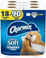 charmin ultra soft cushiony touch туалетная бумага: 18 семейных мегарулонов (равно 90 обычным рулонам) логотип