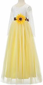 img 2 attached to Lace Flower Girl Dresses Set: Bow Dream 3 pcs + Headband, Sash & Dress for Wedding Party Bridesmaid