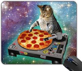 img 3 attached to 🐱 Optimized Space Cat and Pizza Rectangle Non-Slip Rubber Mouse Pad Mat for Fun and Laughter