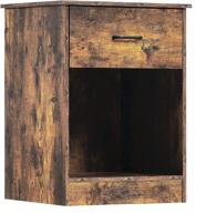 🔖 rustic brown wooden nightstand with sliding drawer and opening shelf - reettic end table for bedroom or sofa side - rctg101a логотип