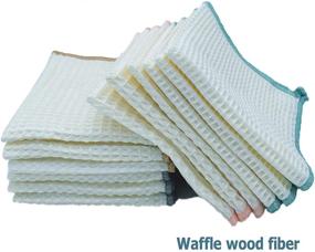 img 3 attached to 🧼 12-Pack Premium Microfiber Waffle Weave Kitchen Dish Cloths (12x12 in) - Ultra Soft, Absorbent, Fast Drying Towels for Lint-Free Cleaning - Odor-Free, All-Purpose Cleaning Cloth