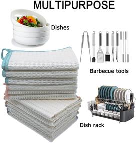 img 1 attached to 🧼 12-Pack Premium Microfiber Waffle Weave Kitchen Dish Cloths (12x12 in) - Ultra Soft, Absorbent, Fast Drying Towels for Lint-Free Cleaning - Odor-Free, All-Purpose Cleaning Cloth