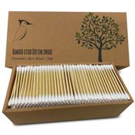 500-pack natural bamboo cotton swabs - double-tipped buds for a beautiful mind - eco-friendly, biodegradable, and soft - enhanced size with firmly attached cotton tips - plastic-free logo