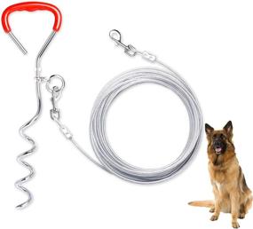 img 4 attached to 🐾 TNELTUEB 32 Ft Dog Tie Out Cable and Stake - Rust-Proof Metal Hooks, Durable Spring - Suitable for Small, Medium, Large Dogs - Yard, Garden, and Outdoor Play/Training
