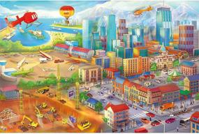 img 4 attached to 🏙️ Kid's Room Nursery Photo Wallpaper: City in Comic Style - Hidden Objects Building-Site Decor Wall Mural