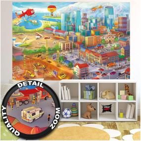 img 2 attached to 🏙️ Kid's Room Nursery Photo Wallpaper: City in Comic Style - Hidden Objects Building-Site Decor Wall Mural