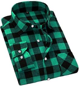 img 4 attached to 👕 Stylish Plaid Flannel Button Down Shirt for Men by Cromoncent