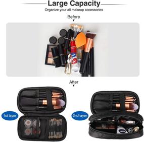 img 3 attached to 💼 MONSTINA Black Makeup Bag for Women - Pouch Bag, Travel Kit Organizer, Cosmetic Bag with Makeup Brush Compartments