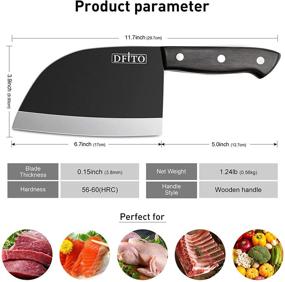 img 2 attached to 🔪 Dfito Butcher Chef Knife, 6.7 Inch Serbian Chefs Knife, German High Carbon Stainless Steel Meat Knife, Full Tang Butcher Cleaver Knife for Cutting Meat, Vegetables, Bones