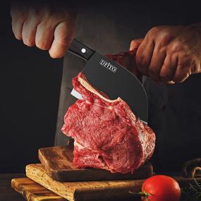 img 3 attached to 🔪 Dfito Butcher Chef Knife, 6.7 Inch Serbian Chefs Knife, German High Carbon Stainless Steel Meat Knife, Full Tang Butcher Cleaver Knife for Cutting Meat, Vegetables, Bones