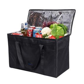 img 2 attached to 🛍️ Large Insulated Food Delivery Bag for UberEats, Doordash, GrubHub - Commercial Catering, Grocery Tote, Pizza Transport - Reusable Warmer Bag - 22" x 11" x 14" - Black