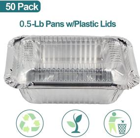 img 2 attached to 🥡 Convenient 50 Pack 0.5 lb Disposable Takeout Pans with Clear Plastic Lids - Perfect for Catering, Meal Prep, BBQ and Potluck Events!