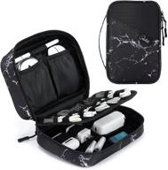 🔌 marble electronics organizer bag – waterproof double layer travel organizer. ideal for cables, chargers, earphones, sd cards, phones, power banks, and small electronic accessories. logo
