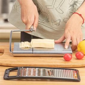 img 1 attached to YasTant Professional Cheese Slicer: Luxury Size Stainless Steel Cutter Board for Block Cheese - Heavy Duty Wire Cutter - Perfect for Soft & Semi Hard Cheese (Black)