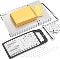 yastant professional cheese slicer: luxury size stainless steel cutter board for block cheese - heavy duty wire cutter - perfect for soft & semi hard cheese (black) logo