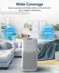 img 4 attached to 🏠 FIWOTTTDA Large Room Air Purifier, 1540 ft² Coverage, 5-in-1 H13 True HEPA Filter, Reduces 99.97% Pet Hair, Smoke and Odor, 5 Wind Speeds with Air Quality Monitor, Ultra-Quiet 25dB, Ideal for Bedroom and Office