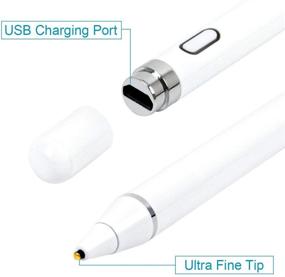 img 2 attached to 🖊️ White Active Stylus Pencil for Apple, Rechargeable Fine Point Smart Pen Compatible with Touch Screens, iPhone, iPad, Android, and Most Tablets for Smooth Writing and Drawing