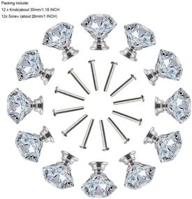 img 1 attached to 💎 Set of 12 Clear Glass Dresser Knobs with Silver Diamond Accents - 30MM Cabinet Knobs for Kitchen Cabinets and Drawers