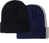 🧢 pffy 2 packs unisex knit winter hat beanies for men and women - stylish beanie hats logo