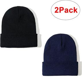 img 3 attached to 🧢 PFFY 2 Packs Unisex Knit Winter Hat Beanies for Men and Women - Stylish Beanie Hats