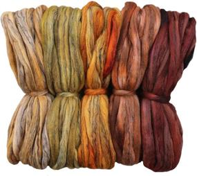 img 3 attached to 🧶 Hand-Dyed Merino Tencel Spinning Fiber | Soft Wool Roving for Hand Spinning, Felting, Blending & Weaving | 5oz Variegated Mini Skeins | Harvest Tones