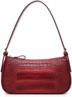 vintage crocodile pattern shoulder tote bag for women, small handbag with zipper closure logo