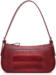 img 4 attached to Vintage Crocodile Pattern Shoulder Tote Bag for Women, Small Handbag with Zipper Closure