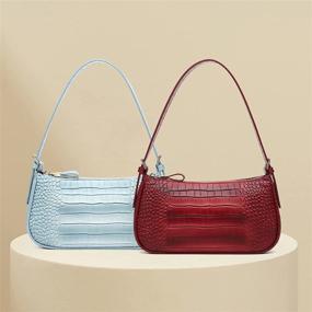 img 2 attached to Vintage Crocodile Pattern Shoulder Tote Bag for Women, Small Handbag with Zipper Closure