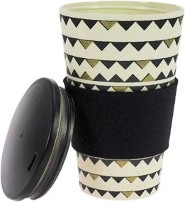 img 3 attached to Ebos Lucky Charm Coffee-to-Go Mug Bamboo: Ecologically-Friendly & Stylish (Gardenparty Black and Gold), Now with Screw Cap & Grip Ring