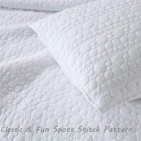 img 1 attached to 🛏️ King Size White Quilt Set - Classic Geometric Spots Stitched Pattern, Pre-Washed Microfiber for a Chic Rustic Look - Ultra Soft Lightweight Bedspread for All Season, 3 Pieces