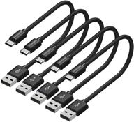 short usb c cable [10 inch 5 pack]: fast charging nylon braided charger for galaxy s10+, s9, s8 plus, note 9, 8, lg g6, g7, v35, pixel 2 xl - black logo