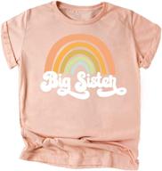 🌈 retro rainbow big sister shirt: perfect sibling reveal announcement outfit for baby and toddler girls logo