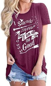 img 3 attached to I Solemnly Swear That I Am Up to No Good Women's Fun Graphic Novelty Shirt - Athletic Short Sleeve for Summer and Fall