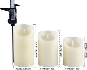 img 1 attached to 🕯️ YIWER Flameless Candles Set of 3 Real Wax Pillars, 4", 5", 6", with Realistic Dancing LED Flames, 10-Key Remote Control and Timer Function, 300+ Hours, Ivory