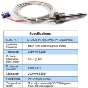 img 1 attached to 🌡️ ATOPLEE Stainless Steel Waterproof Pt100 Temperature Sensor Probe